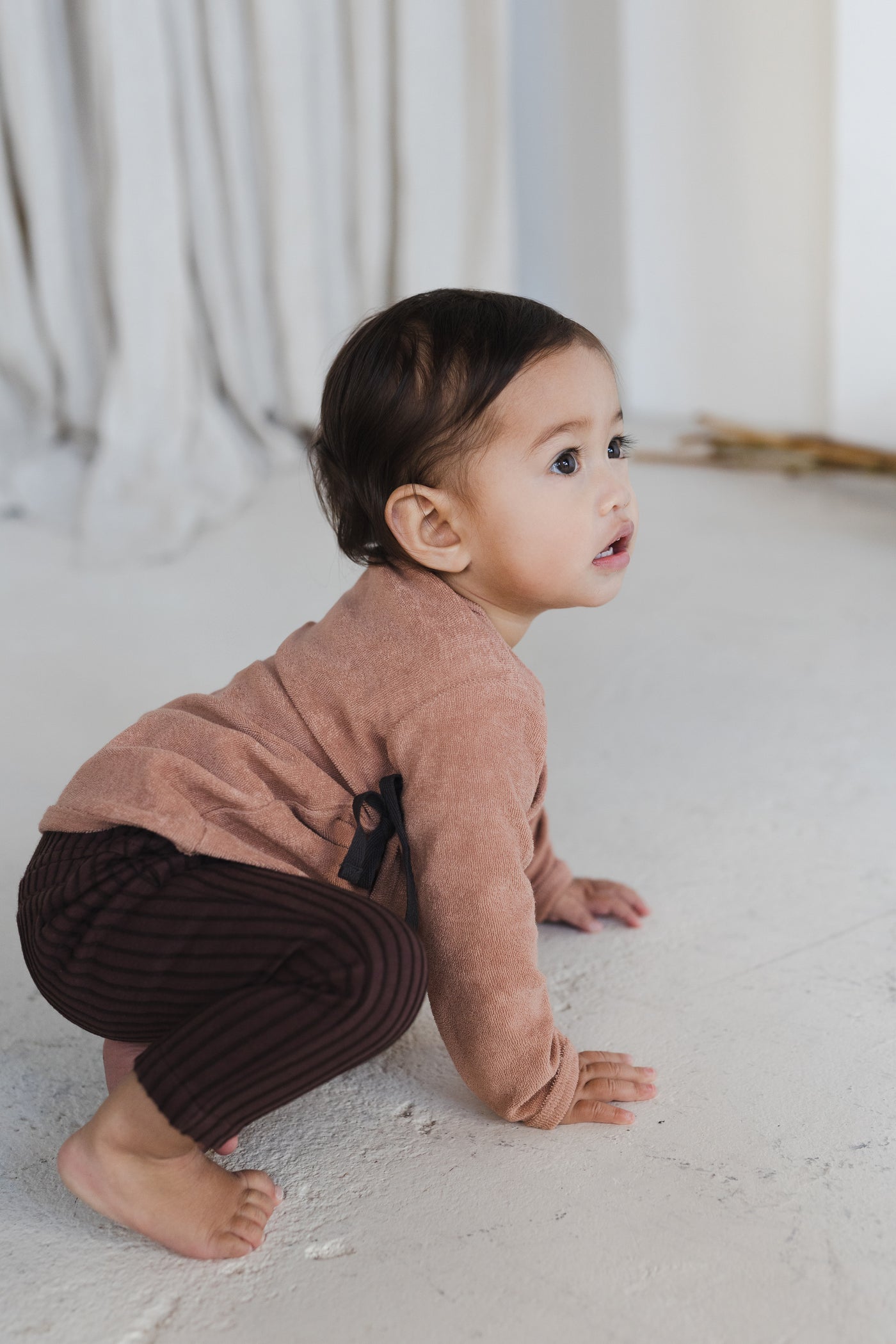 Baby Frotté Wickelcardigan in pink clay