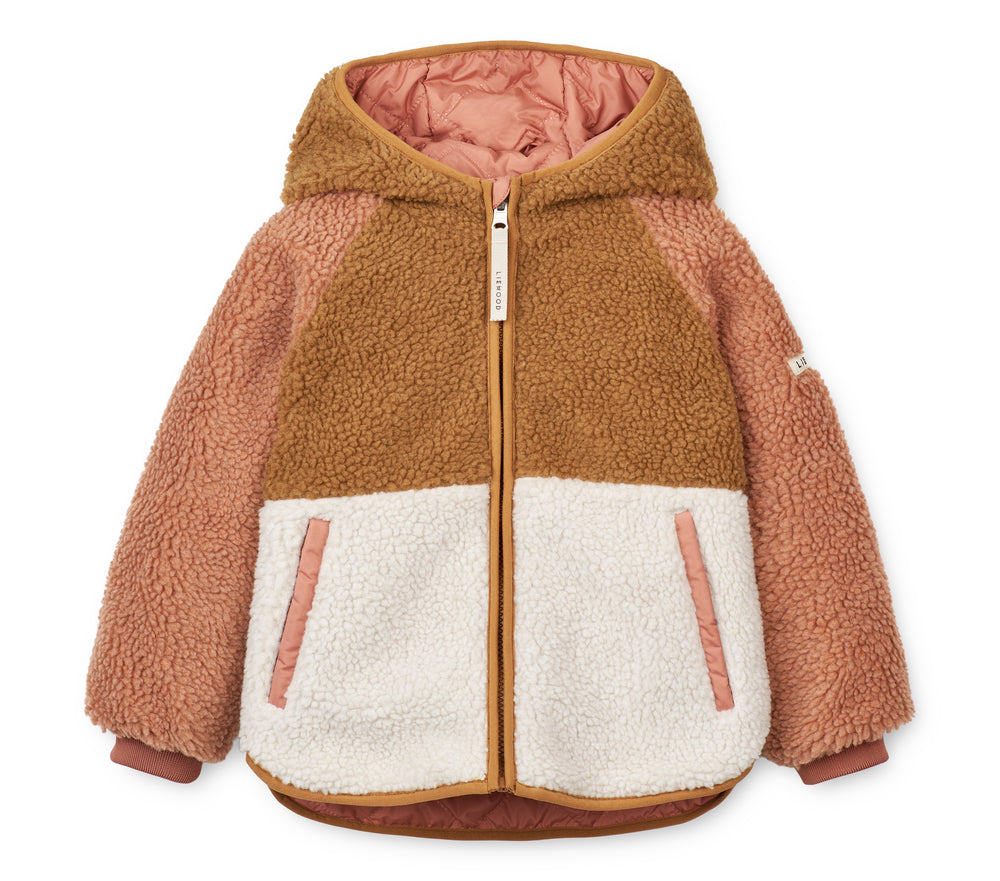 Wendejacke in rose, braun und weiß mit Kuschelfleece außen